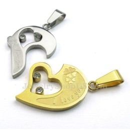 Colar Com Pingente De Casal Em Titânio, Quebra-Cabeça De Beijo Da Moda, Presente De Amor (Corrente Grátis) (Um Par)