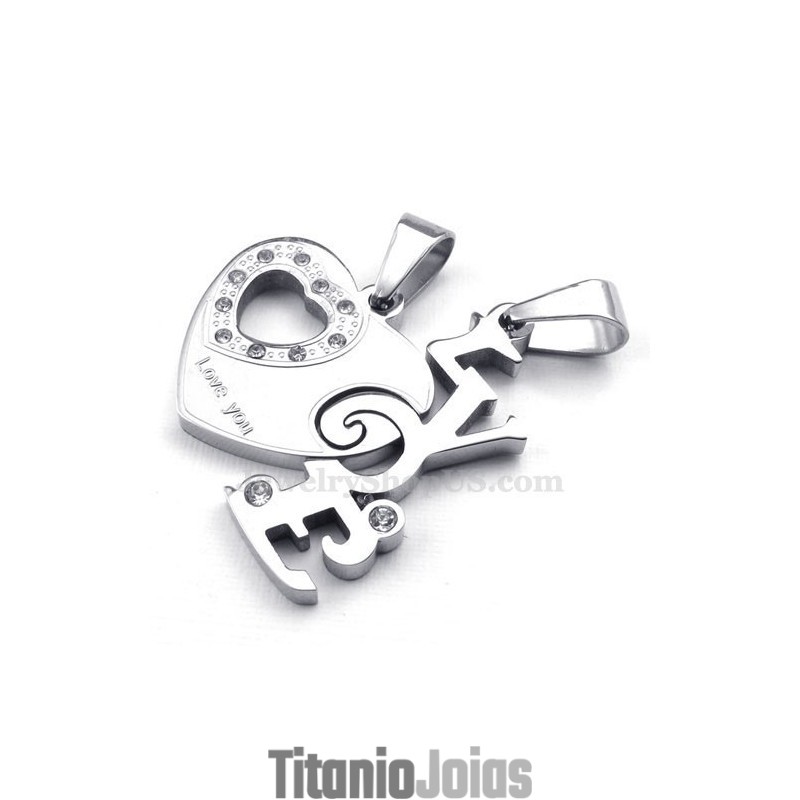 Colar Com Pingente De Casal Em Titânio Com Corações Encantadores (Corrente Grátis) (Um Par) Colar Com Pingente De Casal Em Titânio Com Corações Encantadores (Corrente Grátis) (Um Par)