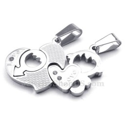 Colar Com Pingente De Dois Corações De Titânio (Corrente Grátis) (Um Par)