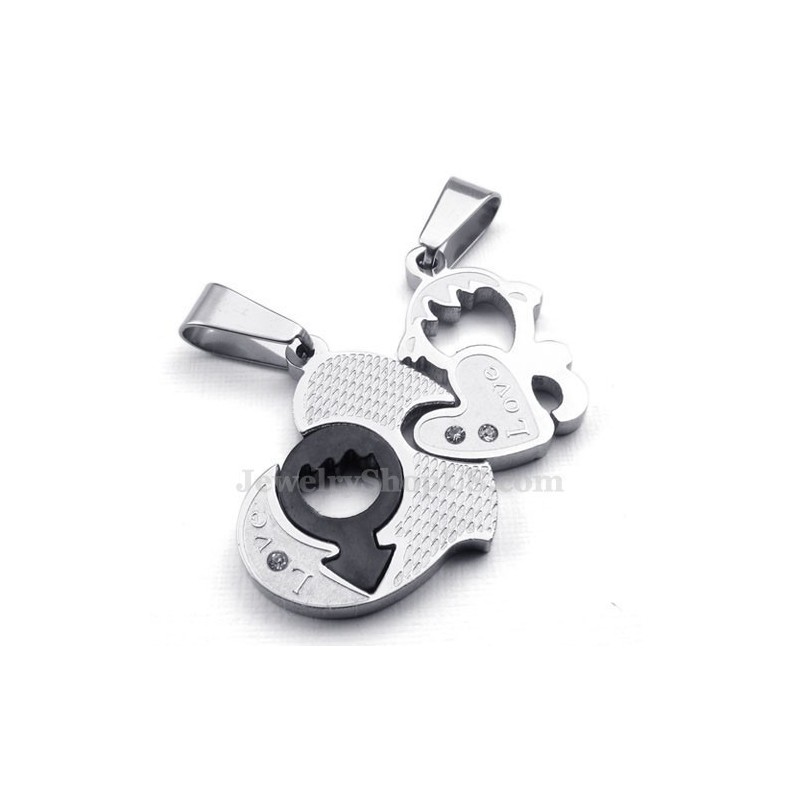 Colar Com Pingente De Dois Corações De Titânio (Corrente Grátis) (Um Par) Colar Com Pingente De Dois Corações De Titânio (Corrente Grátis) (Um Par)
