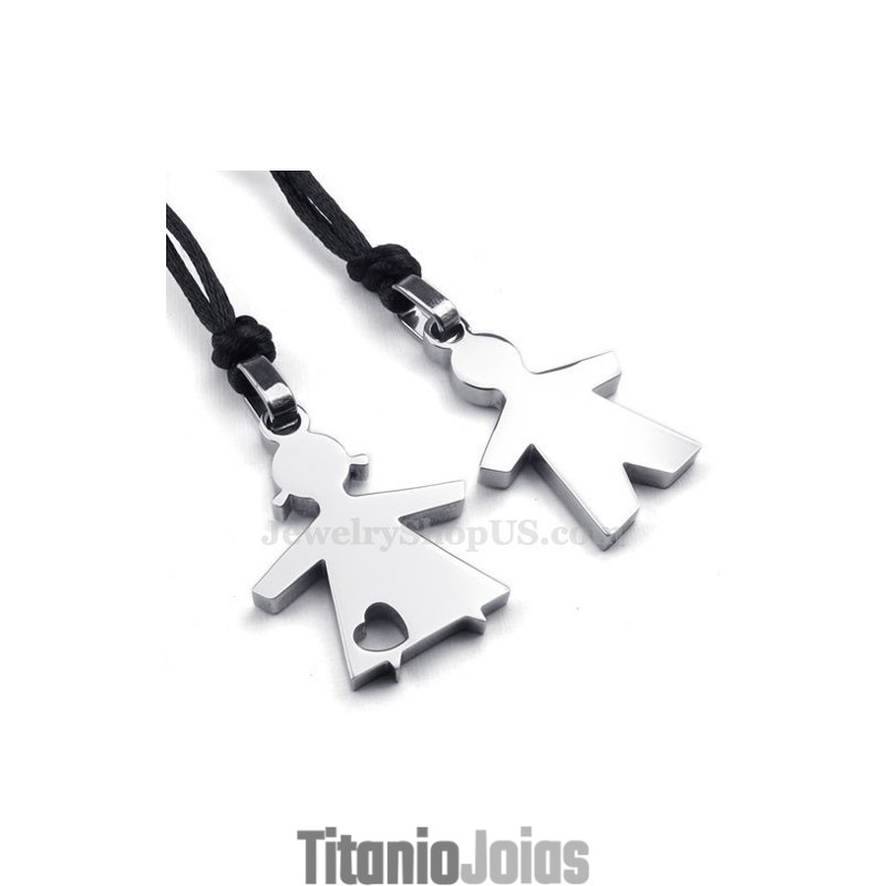 Colar Com Pingente De Titânio Prateado Para Ele E Para Ela (Corrente Grátis) (Um Par) Colar Com Pingente De Titânio Prateado Para Ele E Para Ela (Corrente Grátis) (Um Par)