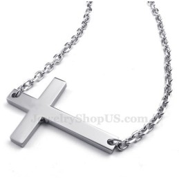 Colar Com Pingente De Cruz De Titânio (Corrente Grátis)