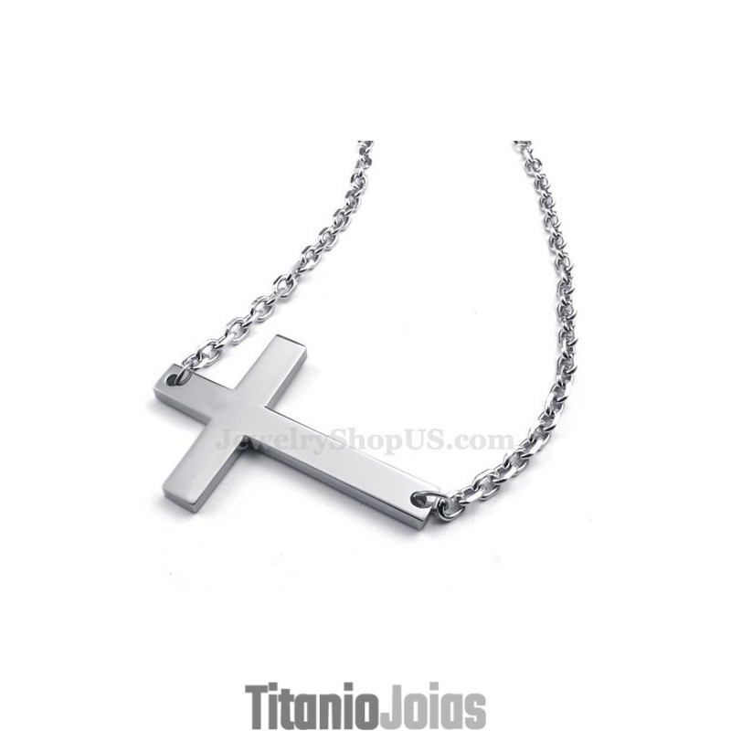 Colar Com Pingente De Cruz De Titânio (Corrente Grátis) Colar Com Pingente De Cruz De Titânio (Corrente Grátis)
