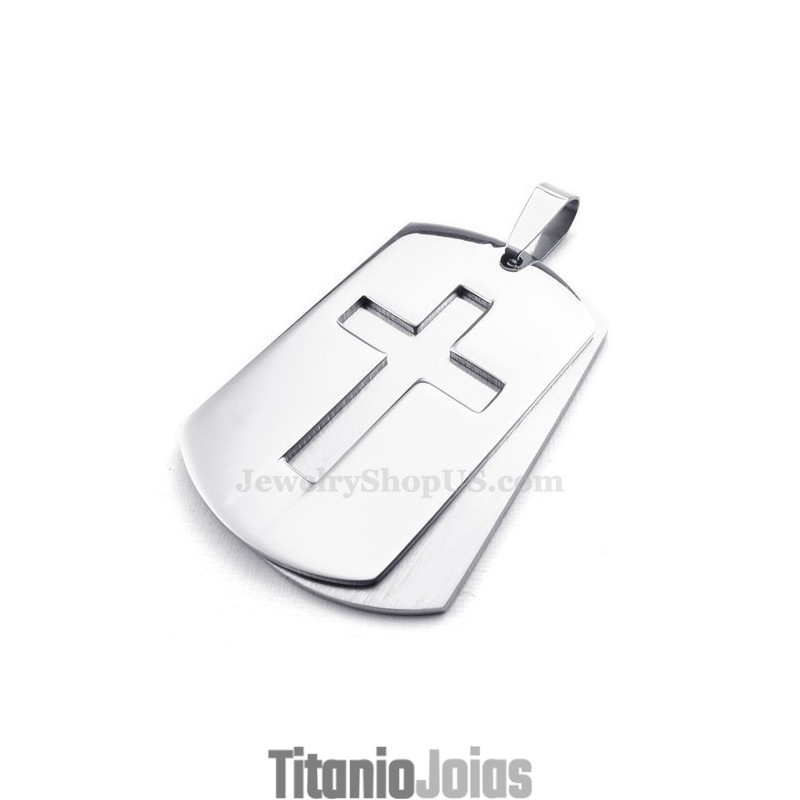 Colar Com Pingente De Cruz De Titânio Silver Cards (Corrente Grátis) Colar Com Pingente De Cruz De Titânio Silver Cards (Corrente Grátis)