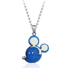 Pingente De Titânio Azul Do Mickey Mouse - Corrente Grátis