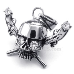 Colar Com Pingente De Caveira Pirata De Titânio (Corrente Grátis)