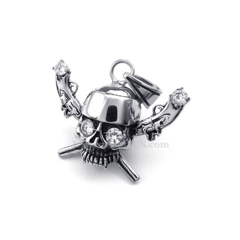 Colar Com Pingente De Caveira Pirata De Titânio (Corrente Grátis) Colar Com Pingente De Caveira Pirata De Titânio (Corrente Grátis)