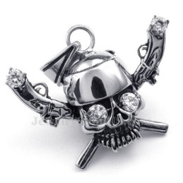 Colar Com Pingente De Caveira Pirata De Titânio (Corrente Grátis)