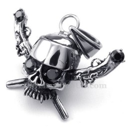 Colar Com Pingente De Caveira Pirata De Titânio Requintado (Corrente Grátis)