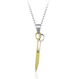 Pingente De Titânio Gloden Scissor Fashion - Corrente Grátis