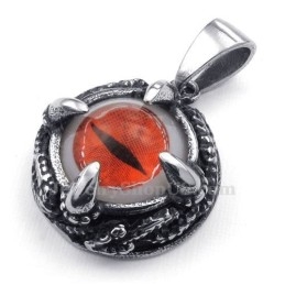 Colar Com Pingente De Olho De Gato Vermelho Em Titânio (Corrente Grátis)