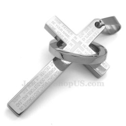 Colar Com Pingente De Cruz De Titânio Com Escritura (Corrente Grátis)