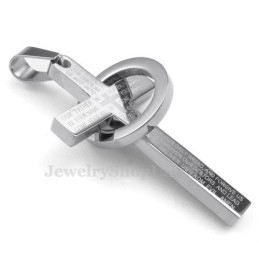 Colar Com Pingente De Cruz De Titânio Com Escritura (Corrente Grátis)