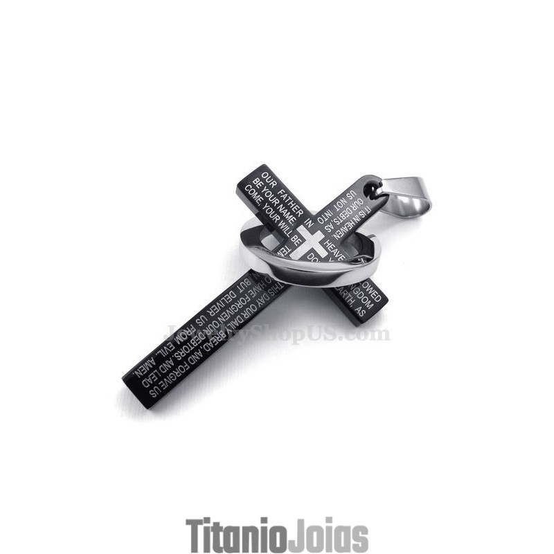 Colar Com Pingente De Cruz Preta De Titânio (Corrente Grátis) Colar Com Pingente De Cruz Preta De Titânio (Corrente Grátis)