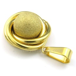 Colar Com Pingente De Titânio E Bola De Ouro (Corrente Grátis)