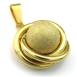 Colar Com Pingente De Titânio E Bola De Ouro (Corrente Grátis)
