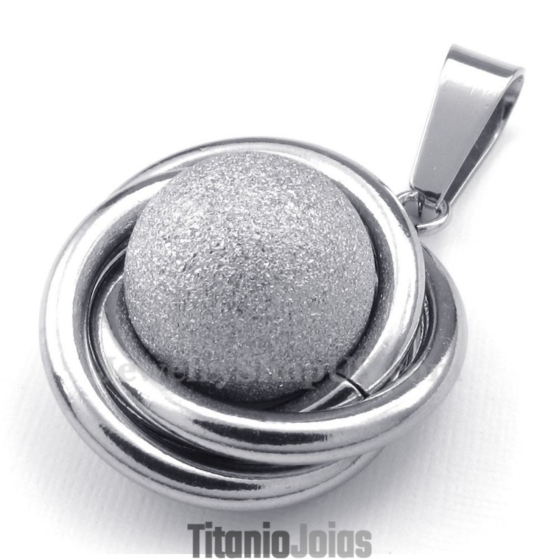 Colar Com Pingente De Bola De Prata E Titânio (Corrente Grátis) Colar Com Pingente De Bola De Prata E Titânio (Corrente Grátis)