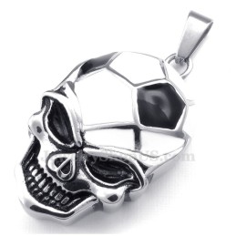 Colar Com Pingente De Caveira De Futebol E Futebol De Titânio (Corrente Grátis)