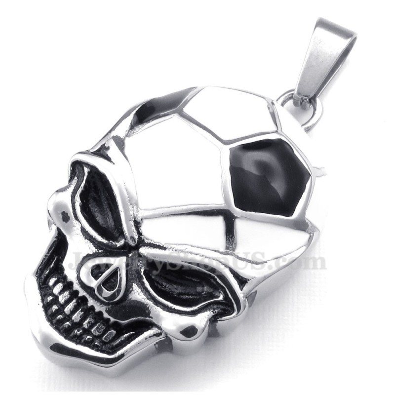Colar Com Pingente De Caveira De Futebol E Futebol De Titânio (Corrente Grátis)