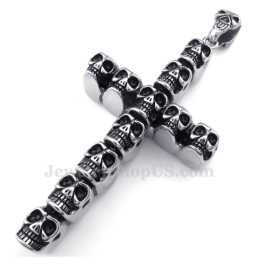 Colar Com Pingente De Cruz De Caveira De Titânio (Corrente Grátis)