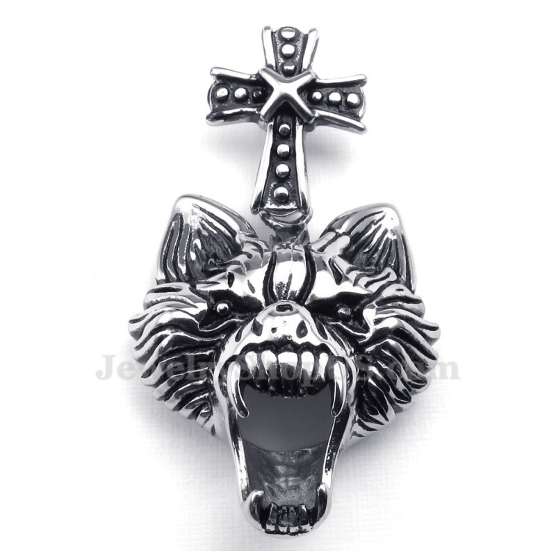 Colar Com Pingente De Cabeça De Lobo De Titânio (Corrente Grátis) Colar Com Pingente De Cabeça De Lobo De Titânio (Corrente Grátis)