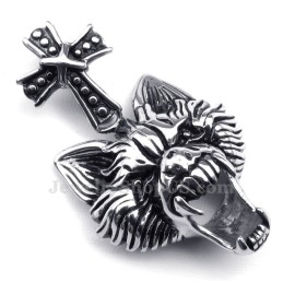 Colar Com Pingente De Cabeça De Lobo De Titânio (Corrente Grátis)