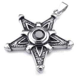 Colar Com Pingente De Estrela Da Sorte Em Titânio E Zircônia Preta (Corrente Grátis)