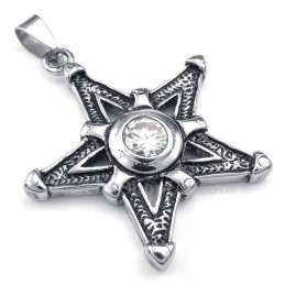 Colar Com Pingente De Estrela Da Sorte Em Titânio E Zircônia Branca (Corrente Grátis)