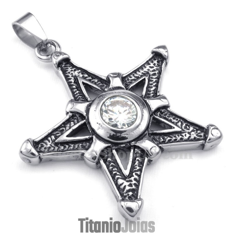 Colar Com Pingente De Estrela Da Sorte Em Titânio E Zircônia Branca (Corrente Grátis) Colar Com Pingente De Estrela Da Sorte Em Titânio E Zircônia Branca (Corrente Grátis)