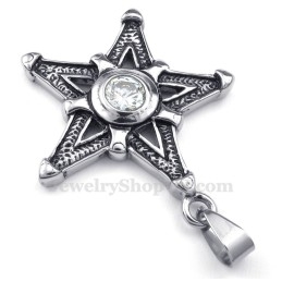 Colar Com Pingente De Estrela Da Sorte Em Titânio E Zircônia Branca (Corrente Grátis)