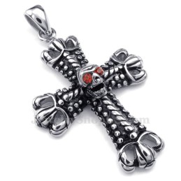 Colar Com Pingente De Cruz De Titânio Adornado Com Caveira (Corrente Grátis)