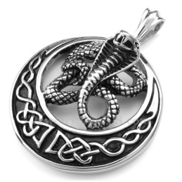 Colar Com Pingente De Cobra De Titânio (Corrente Grátis)