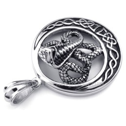Colar Com Pingente De Cobra De Titânio (Corrente Grátis)