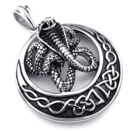 Colar Com Pingente De Cobra De Titânio (Corrente Grátis)