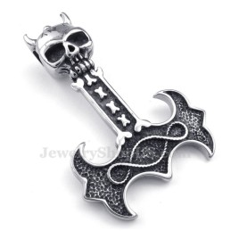 Colar Com Pingente De Martelo De Thor Em Titânio (Corrente Grátis)