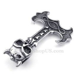 Colar Com Pingente De Martelo De Thor Em Titânio (Corrente Grátis)