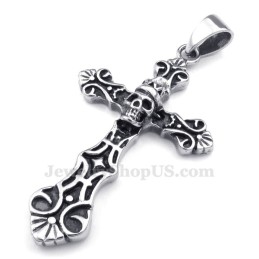 Colar Com Pingente De Cruz De Titânio E Caveira (Corrente Grátis)