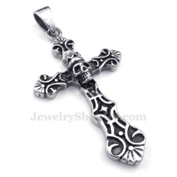 Colar Com Pingente De Cruz De Titânio E Caveira (Corrente Grátis)