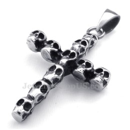 Colar Com Pingente De Cruz De Caveira De Titânio (Corrente Grátis)