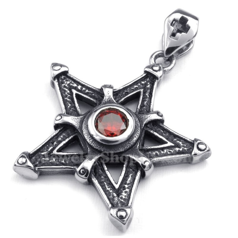 Colar Com Pingente De Estrela De Titânio E Zircônia Vermelha (Corrente Grátis) Colar Com Pingente De Estrela De Titânio E Zircônia Vermelha (Corrente Grátis)