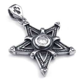 Colar Com Pingente De Estrela De Titânio E Zircônia Branca (Corrente Grátis)