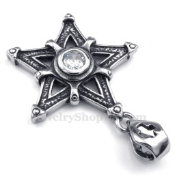 Colar Com Pingente De Estrela De Titânio E Zircônia Branca (Corrente Grátis)