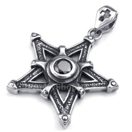 Colar Com Pingente De Estrela De Titânio E Zircônia Preta (Corrente Grátis)