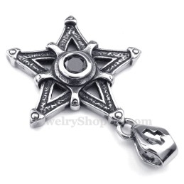 Colar Com Pingente De Estrela De Titânio E Zircônia Preta (Corrente Grátis)