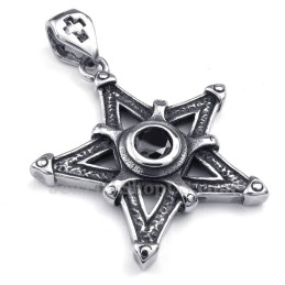 Colar Com Pingente De Estrela De Titânio E Zircônia Preta (Corrente Grátis)