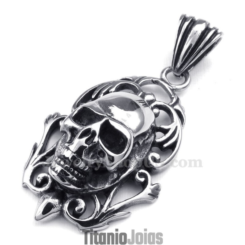 Colar Com Pingente De Caveira De Titânio Masculino (Corrente Grátis) Colar Com Pingente De Caveira De Titânio Masculino (Corrente Grátis)