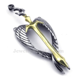 Colar Com Pingente De Cruz De Titânio E Ouro Wings (Corrente Grátis)