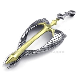 Colar Com Pingente De Cruz De Titânio E Ouro Wings (Corrente Grátis)