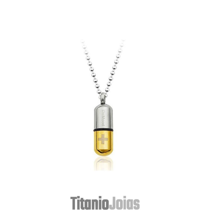 Novo Estilo De Pingente De Titânio Com Cápsula Dourada Que Pode Ser Aberta - Corrente Grátis Novo Estilo De Pingente De Titânio Com Cápsula Dourada Que Pode Ser Aberta - Corrente Grátis