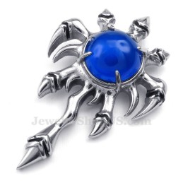 Colar Com Pingente De Garra De Titânio E Zircônia Azul (Corrente Grátis)